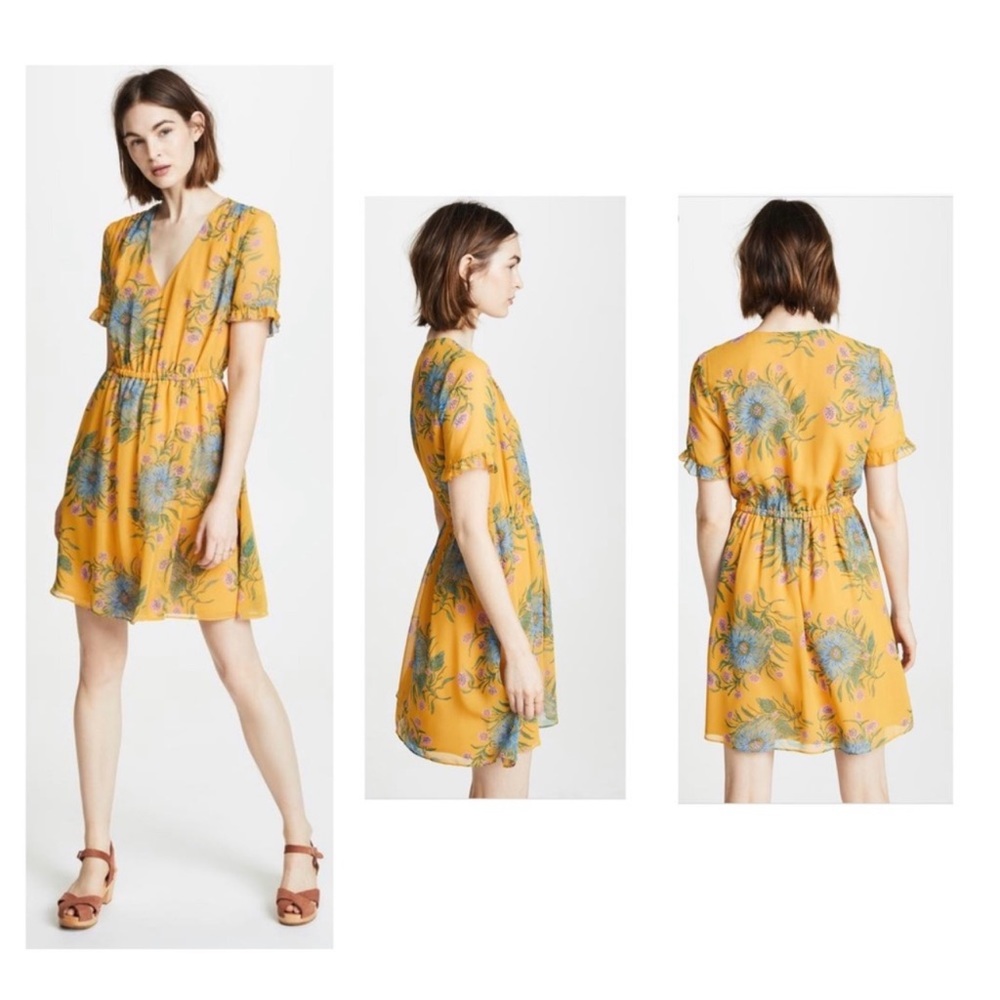 Madewell Sweetgrass Ruffle-Sleeve Dress in Painted Blooms Floral